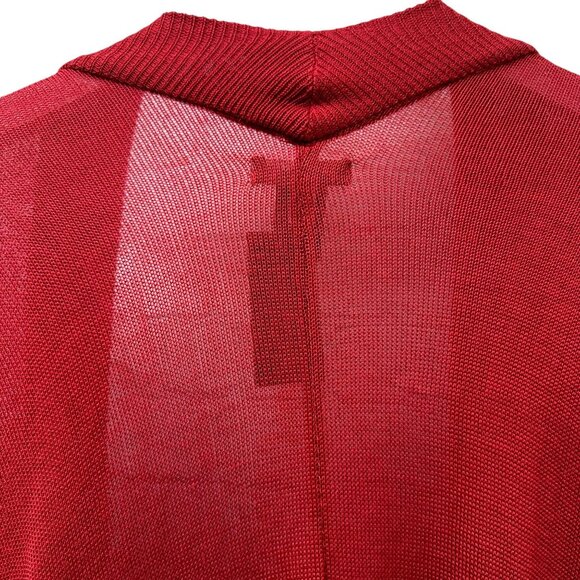 Lane Bryant Sweater Shawl Red Cape One Size Holiday Christmas Cardigan Top - Picture 5 of 12